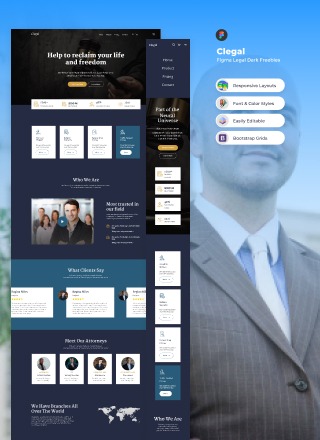 Clegal - Figma Law Firm Dark Freebies