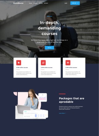 Course Hustle - Responsive website template download html with css for course