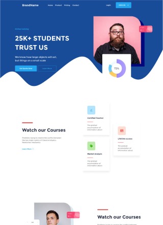 Course Nation - Html and css template with source code download for course