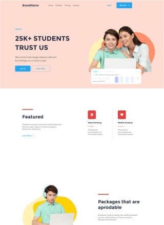 Courseadora - Html and css template with source code download for course