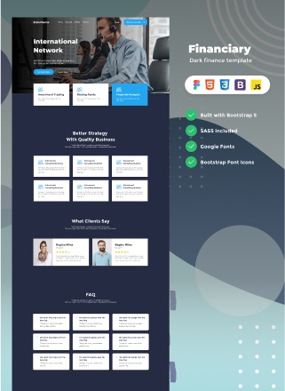 Financiary Dark - figma and html finance template