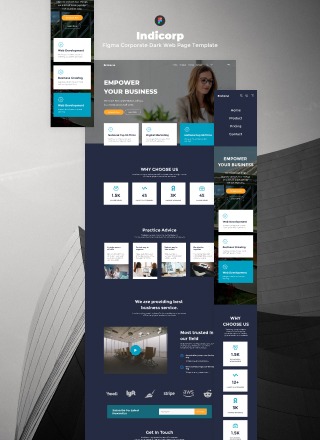 Indicorp - Figma Corporate Dark Web Page Template
