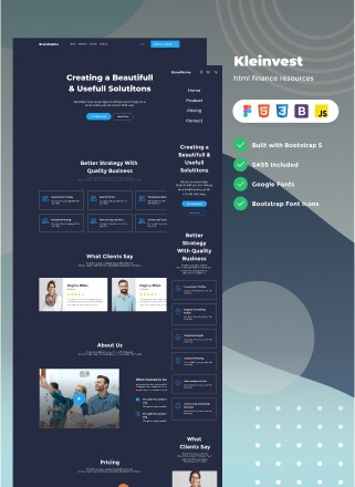 Kleinvest - dark figma and html finance resources