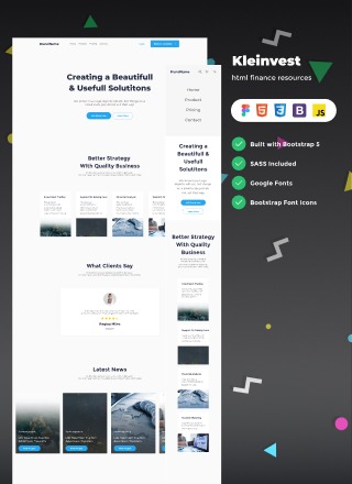 Kleinvest - figma and html finance resources