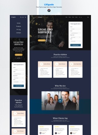 Litigade - Free Figma Law Firm Dark One Page Template