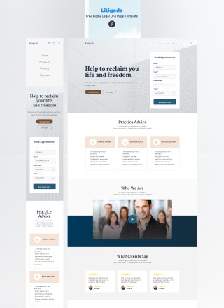 Litigade - Free Figma Legal One Page Template