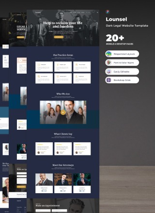 Lounsel - Figma Legal Website Dark Template