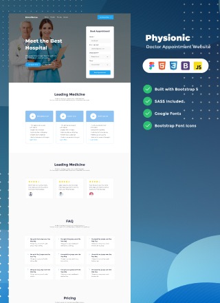 Physionic- Doctor Appointment Website Template (HTML + FIGMA)