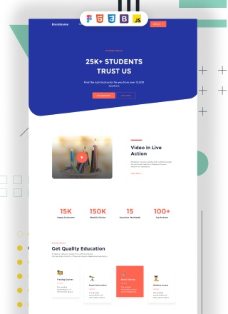 School Launch - professional website template download html with css for school