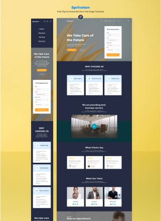 Sprivaten - Free Figma Corporate Dark One Page Template